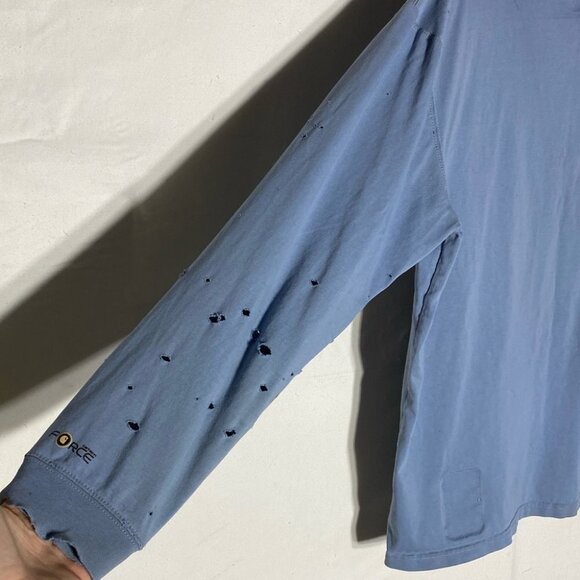 Carhartt Blue Distressed Destroyed Very Worn In Long Sleeve Crew Neck Shirt L - Picture 15 of 16